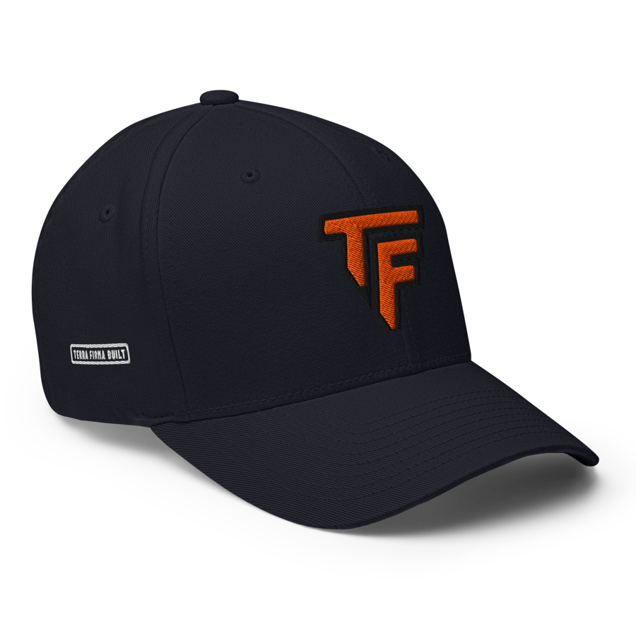 A Terra Firma Built navy cap with the 3D embroidered TF mark